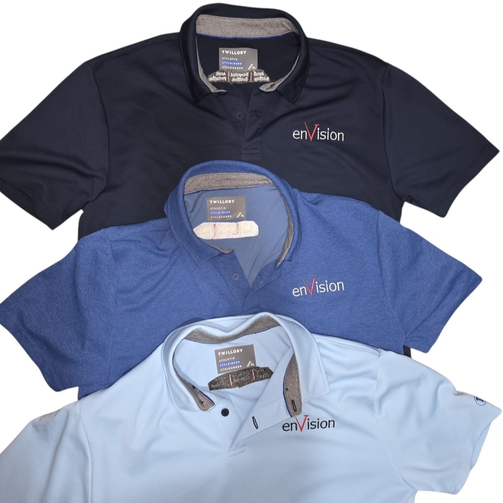 Twillory Polo XL Blue Athletic Athleisure Athlounger Perform Lot 3 Embroidered‎